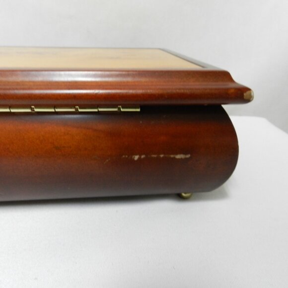 VINTAGE Wood Footed Jewelry Trinket box w/ Mirror metal footed 10" x 7" hinged - Picture 11 of 16